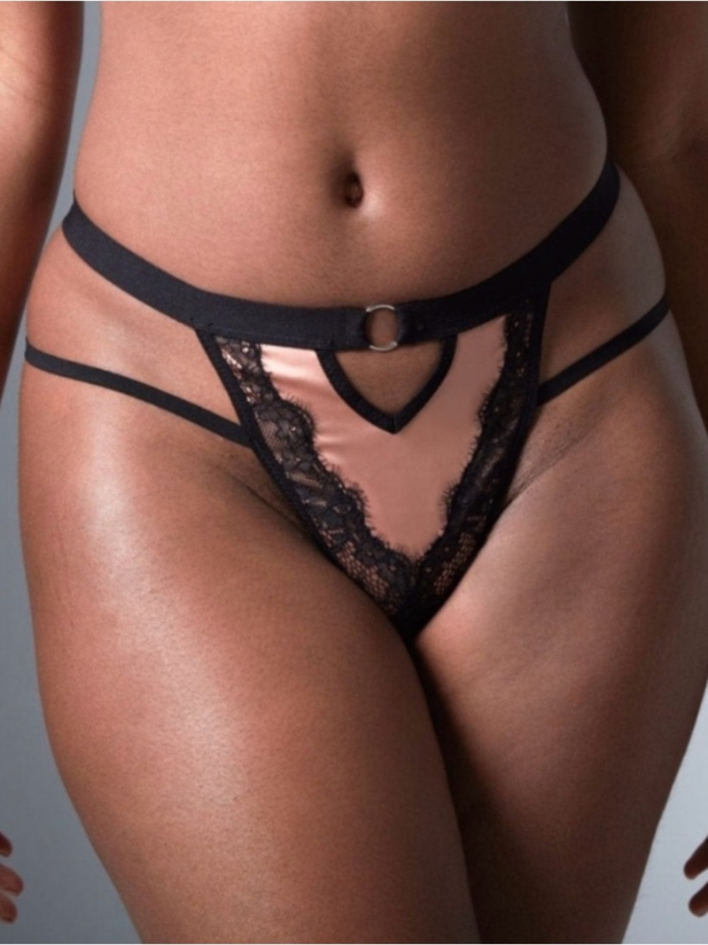 NWT Thistle and Spire Narcissa Overt Open Gusset thong velvet satin Black XL/1X
